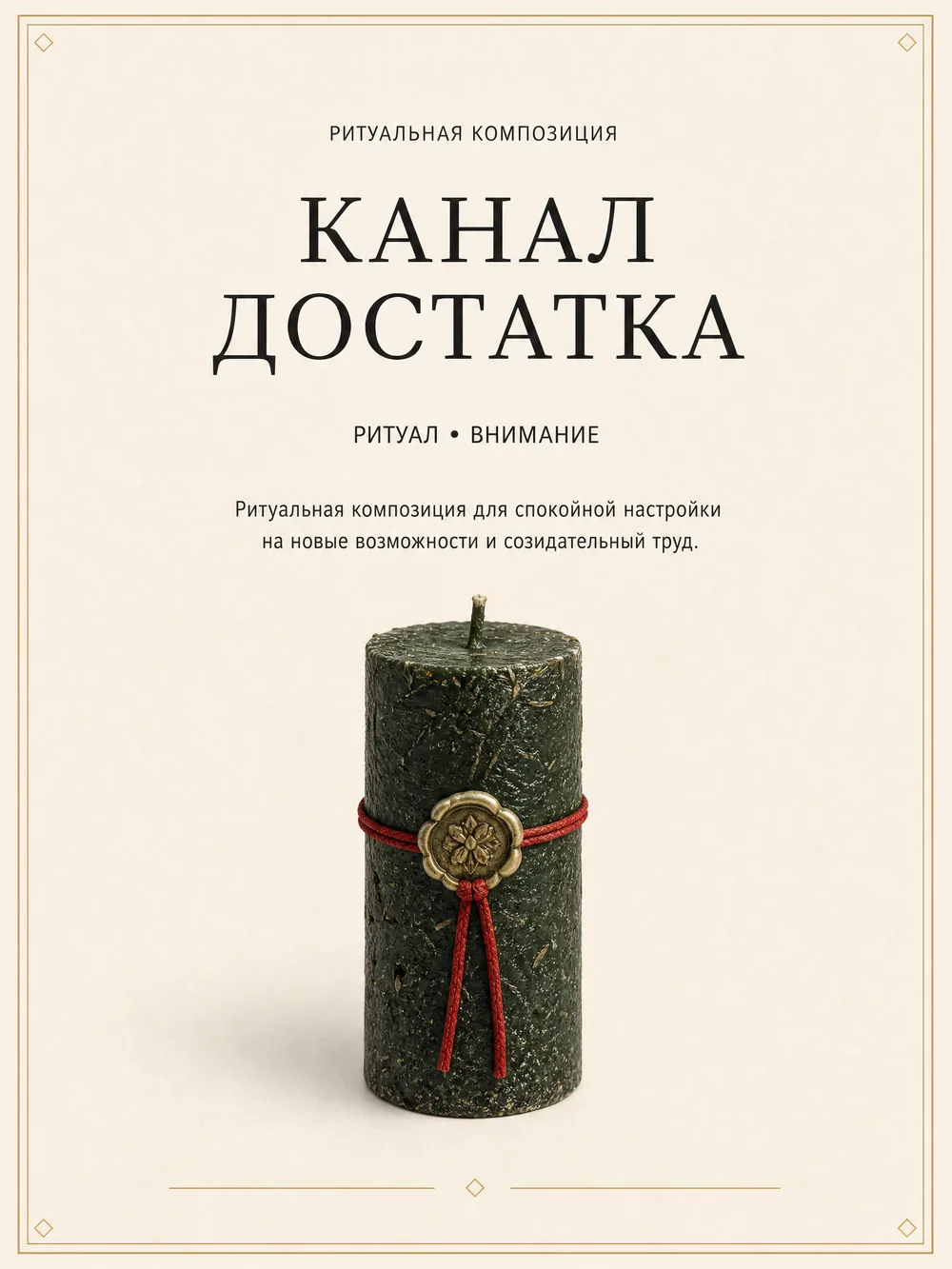 Канал достатка — ритуальная свеча ручной работы