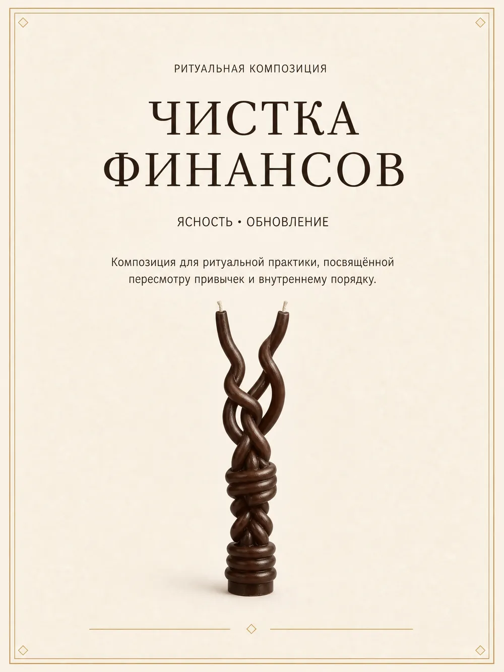 Чистка финансов — ритуальная свеча ручной работы